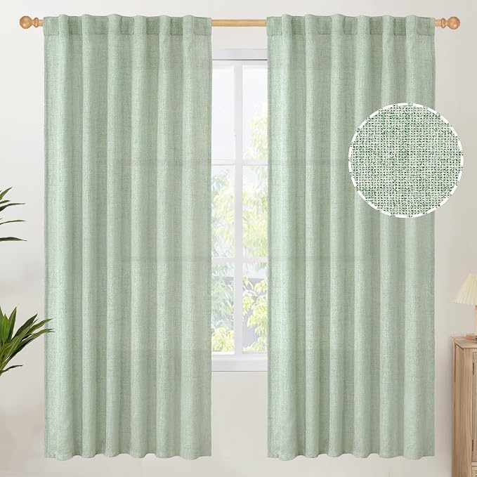 YoungsTex Sage Green Linen Curtains by YoungsTex