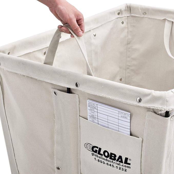 Global Industrial 12 Bushel, Canvas Basket Bulk Truck, Unassembled, Rolling - Image 2