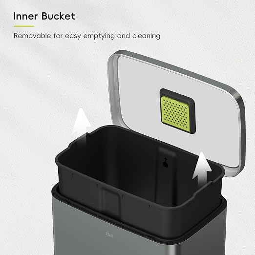 EKO Madison Nardo Grey Stainless Steel 50 Liter/13.2 Gallon Step Trash Can - Image 8