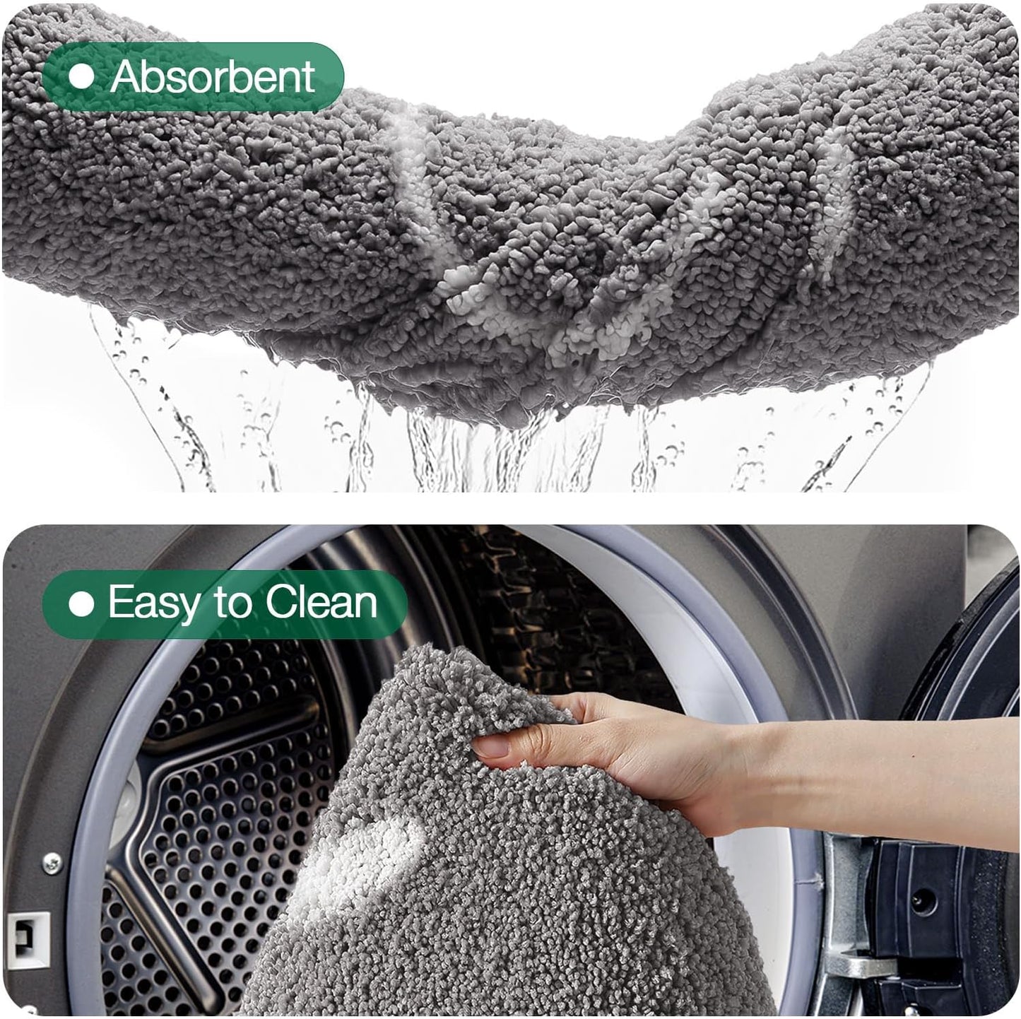 LUMI Grey Bathroom Rugs 20x32, Non Slip Absorbent Extra Thick Bath Mat, Soft Plush Microfiber Machine Washable Carpet for Bathroom Shower, Tub, Sink