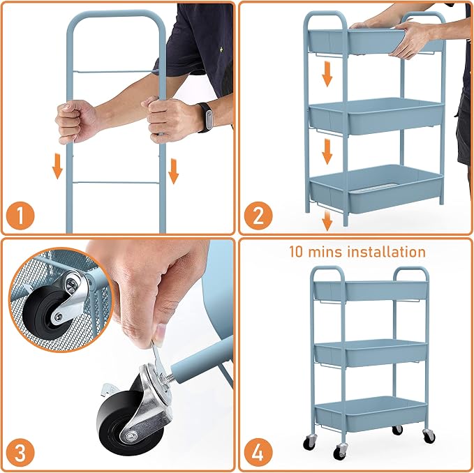 CAXXA 3-Tier Rolling Metal Storage Organizer - Image 4