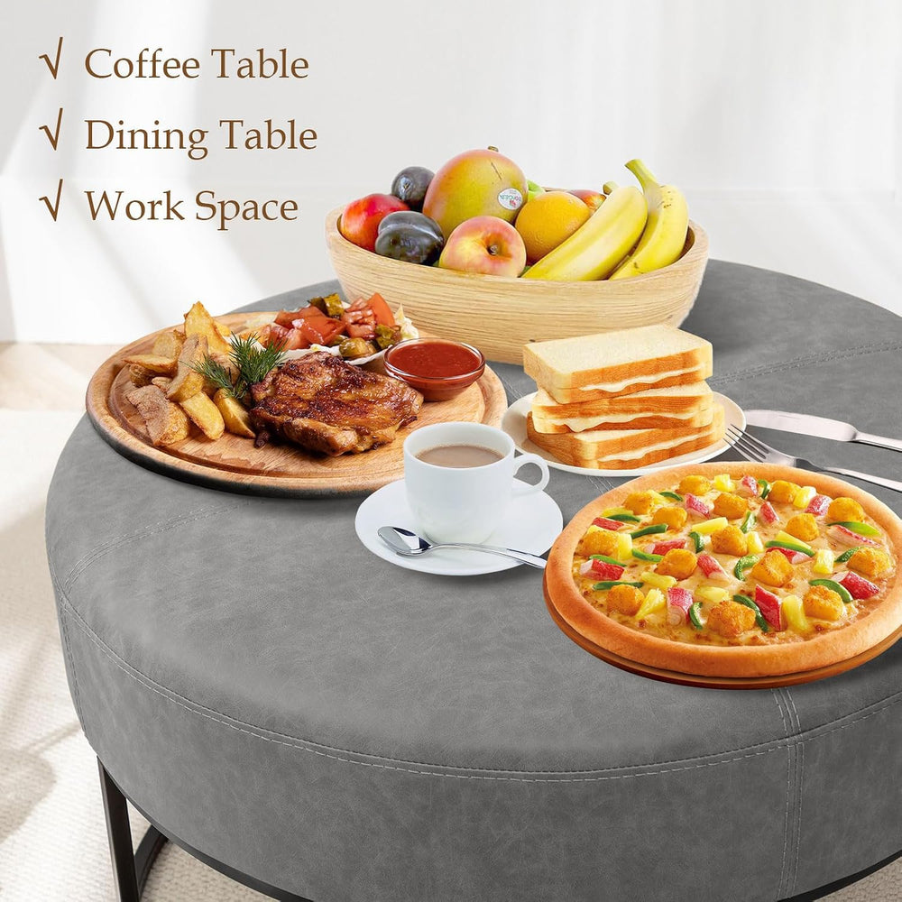 BALLIAA Modern Round Coffee Table, Farmhouse Ottoman for Living Room, Large V...