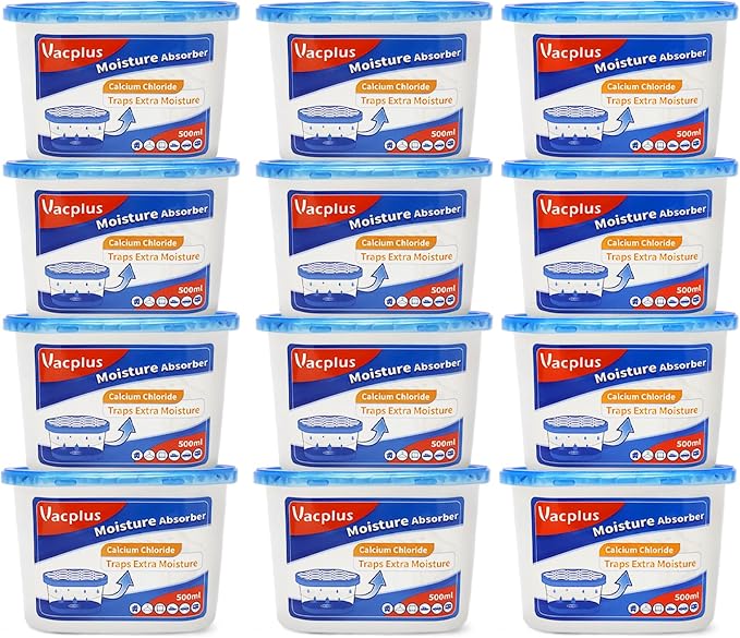 Vacplus Moisture Absorbers 12 Pack, 10.5 Oz, Humidity Absorber Boxes Attracts by Vacplus