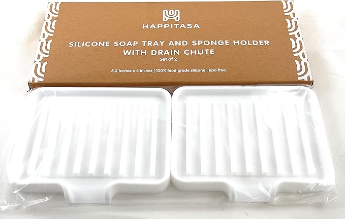 Happitasa Silicone Soap Dish Tray and Sponge Holder - Image 4