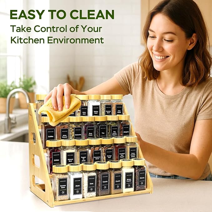 4 Tier Bamboo Spice Rack Organizer - Image 6