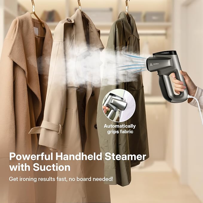 GKJ Steamer for Clothes, Handheld Vacuum Steamer 2300 Pa Suction, Portable - Image 2