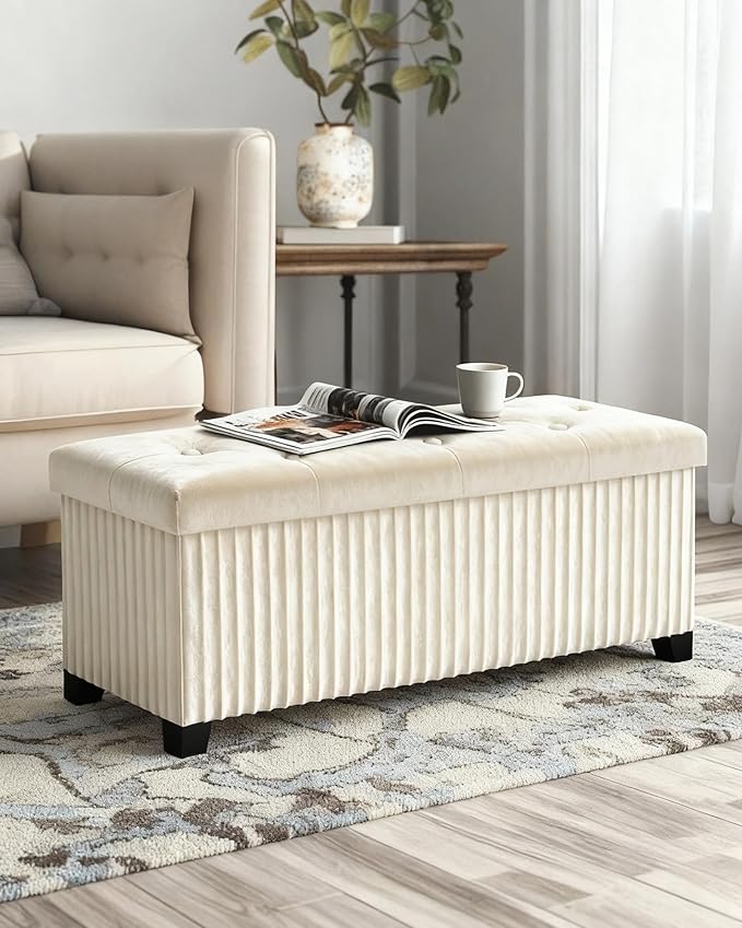 Storage Ottoman Bench, 43 Inch Foldable Ottoman - Image 2