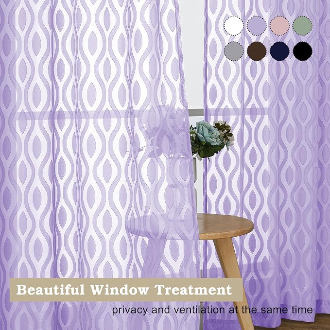 Aiyufeng Light Purple Sheer Curtains 54 Inch Length 2 Panels, Soft Lightweight - Image 7