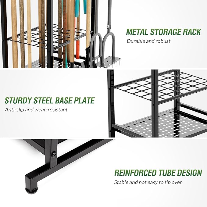 Garden Tool Organizer Rack Up to 50 Tools, Heavy-Duty Steel Yard Tool Organizer - Image 5