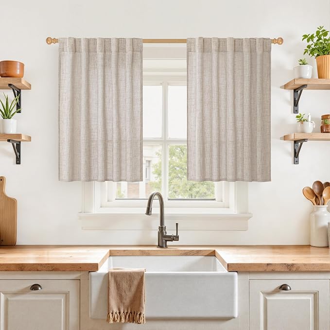 YoungsTex Linen Kitchen Curtains 36 Inches Long by YoungsTex