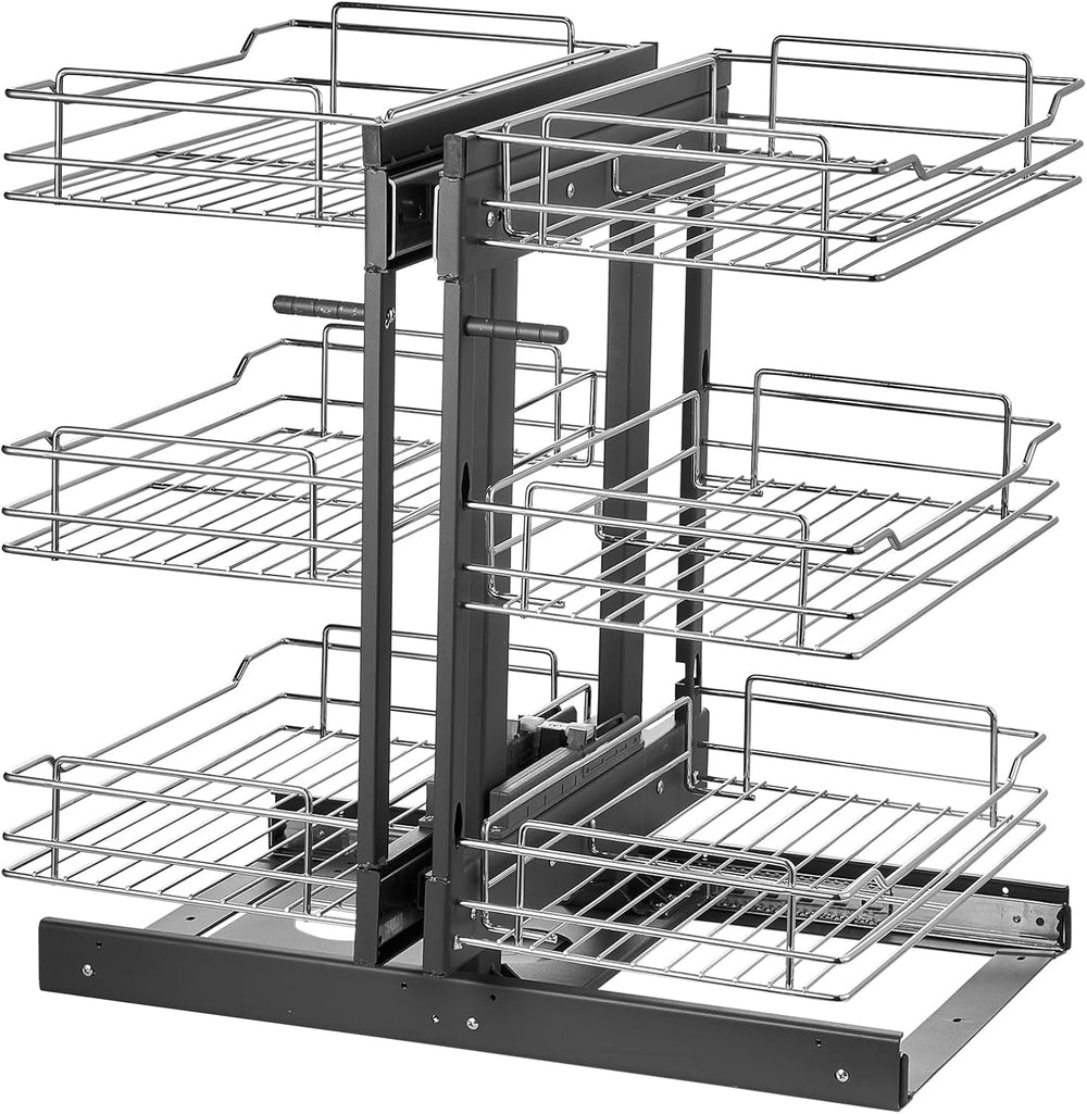 VEVOR 3 Tier 6 Shelf Chrome Carbon Steel Kitchen Cabinet Organizer, Slide Out...