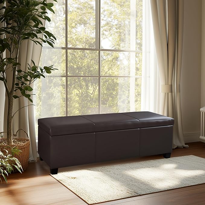 BELLEZE Storage Faux Leather Ottoman, 47 Inch Bench Bedroom Bench - Image 9