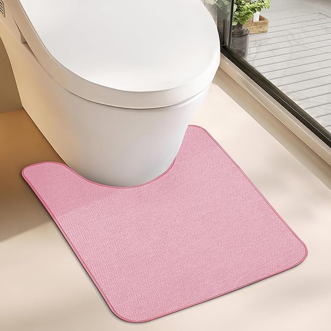 Toilet Rugs U Shaped Bathroom Rug, Machine Washable Non Slip Quick Dry Super by BosapDirect
