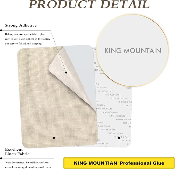 KING MOUNTAIN Coarse Linen Repair Patches, Self-Adhesive Linen Fabric Patches - Image 2