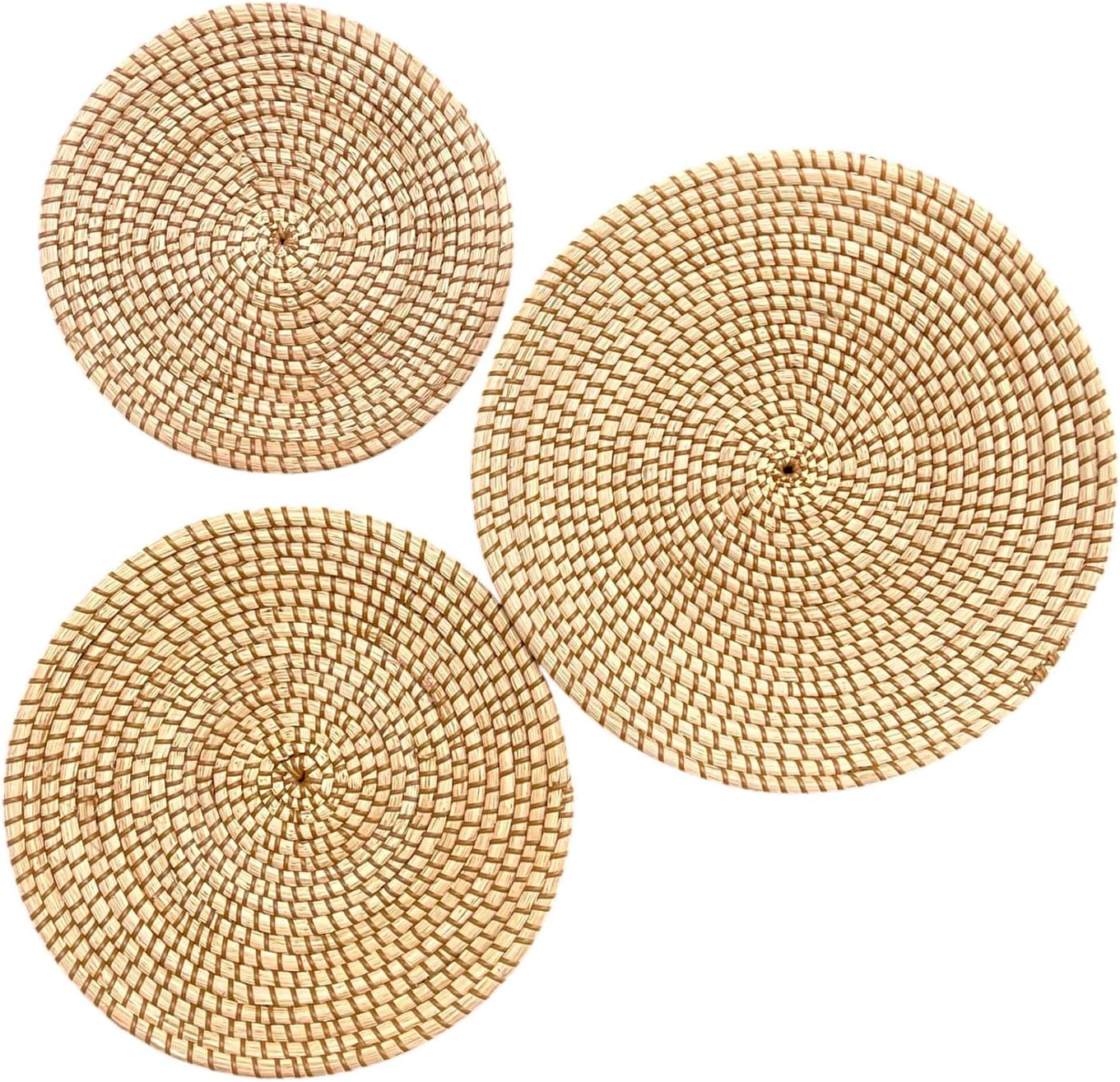 Laquedecraft Baskets Wall Decor Set of 3, Natural Handwoven Wicker | Easy to Hang, Create Your Own Gallery Wall, Perfect for Living Rooms, Bedrooms & Entryways