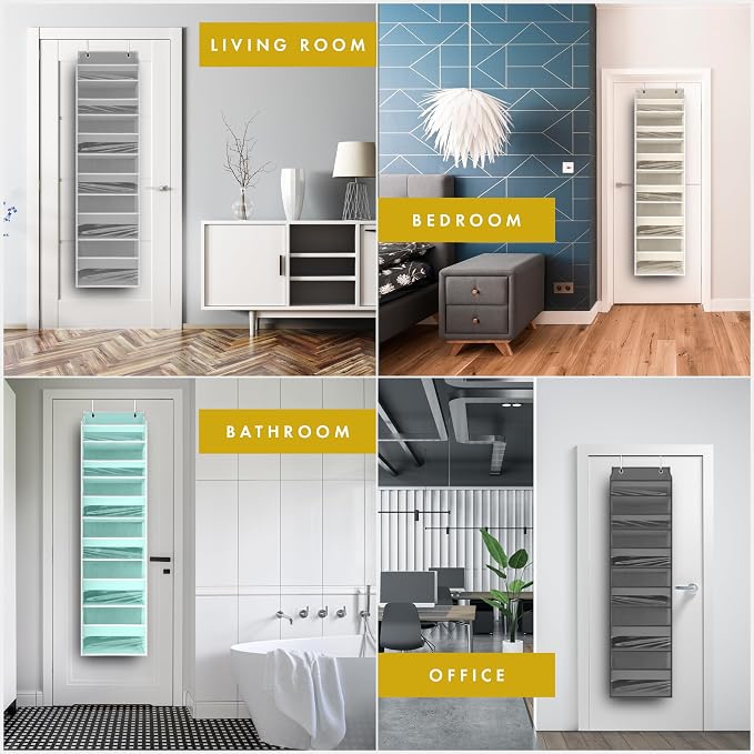 HOMELUX THEORY 1 PC Heavy Duty Over the Door Organizer 55x14x6.7, 6 Large Front - Image 8