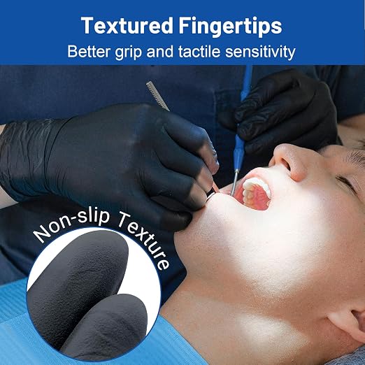 JMU XL Nitrile Gloves, 200 Black Nitrile Gloves, Latex Free, Powder Free - Image 4
