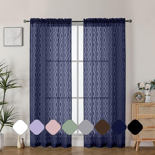 Aiyufeng Navy Blue Curtains 72 Inches Long 2 Panels Set, Elegant Light by Aiyufeng