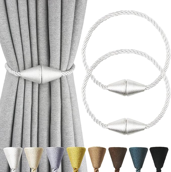 2 Pack Magnetic Curtain Tiebacks Rope Modern Handmade Curtain Tie Backs by CurtianTiebacks
