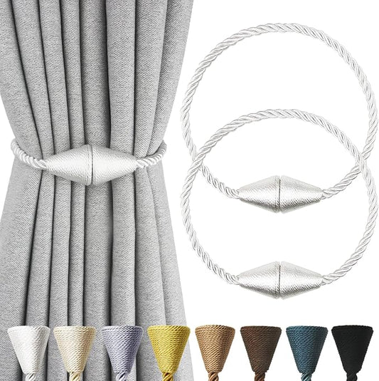 2 Pack Magnetic Curtain Tiebacks Rope Modern Handmade Curtain Tie Backs by CurtianTiebacks