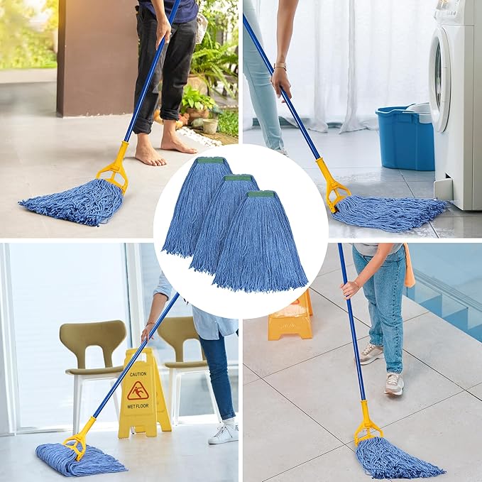 Matthew Cleaning 20oz 3Pack Cotton Floor Mop, Cotton Looped-Open String Heavy - Image 5