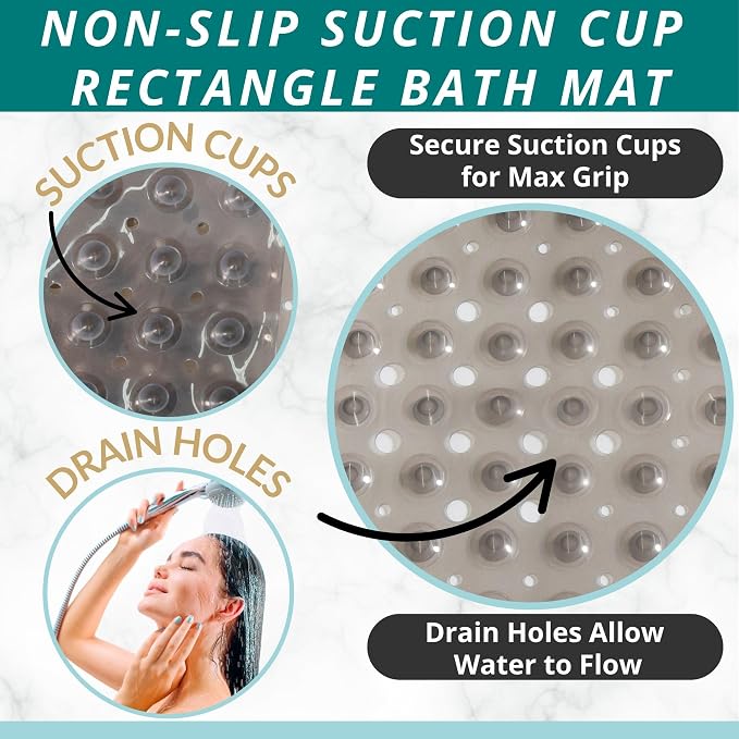ENKOSI Bathtub Mat – 40 x 16 Inch Extra Long Non Slip Shower Mat – Anti Slip - Image 2