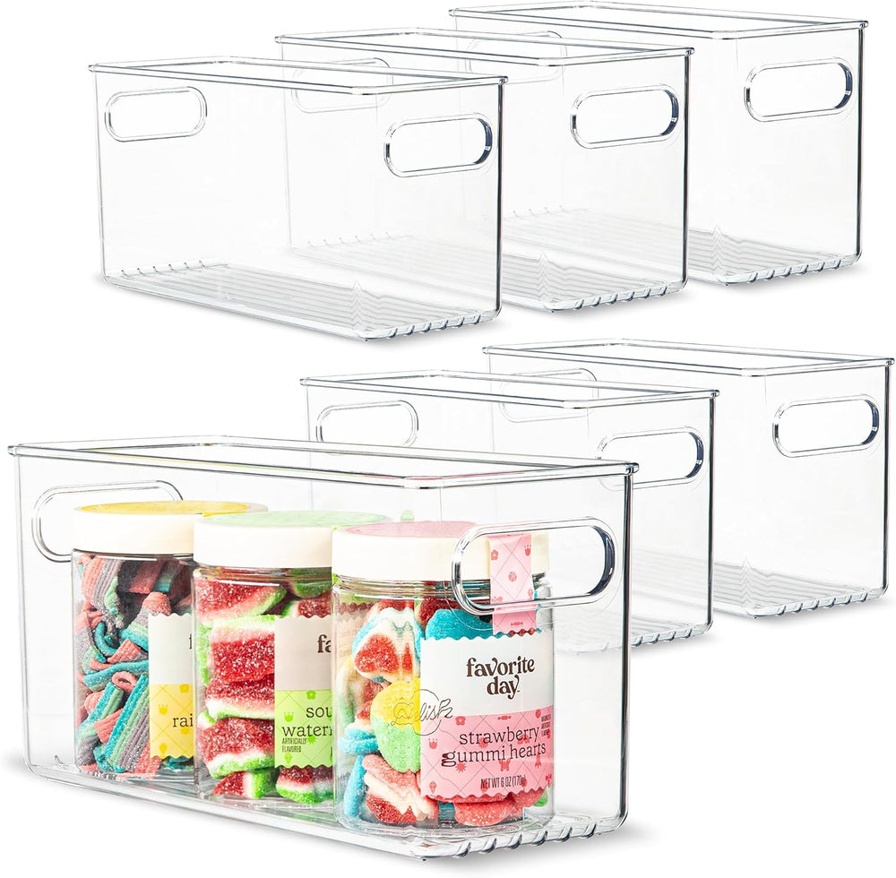 Plastic Food Storage 6 Pack Clear Container Bin