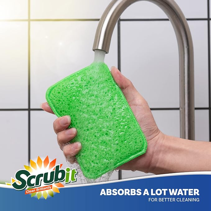 SCRUBIT - Scrub and Wipe Cleaning Pads – Dual Sided Scouring Pad and Dish - Image 7