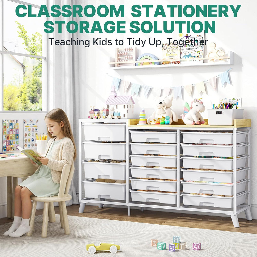 16-Drawer Craft Storage Cabinet with Open Shelves