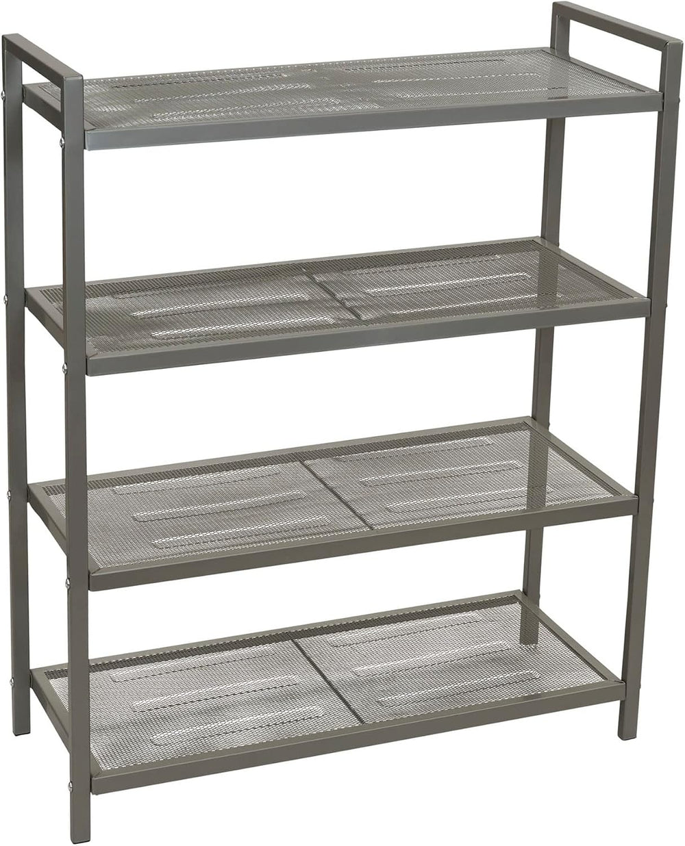 Household Essentials 4-Tier Metal Shoe Rack, Stretched Metal Shelving with Ce...