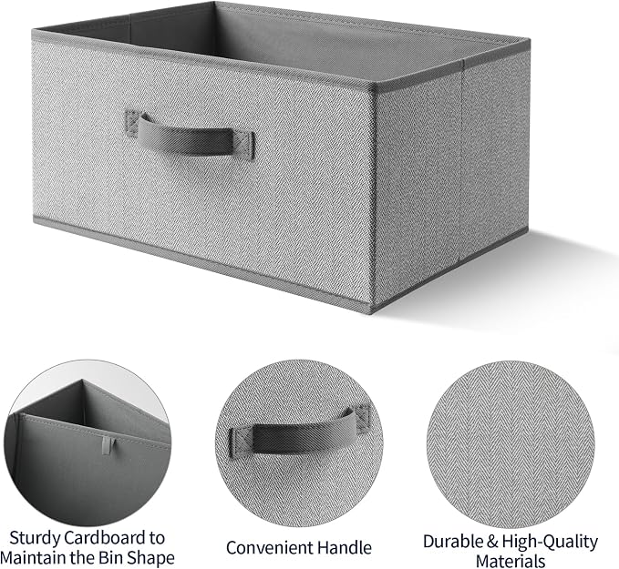 Storage Baskets, 15.7 Inch Woven Fabric Bins, Storage Cubes - Image 6
