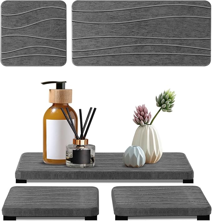 3PCS Water Absorbing Stone Tray, Fast Drying Stone Sink Tray, Stones Soap Trays by Unknown