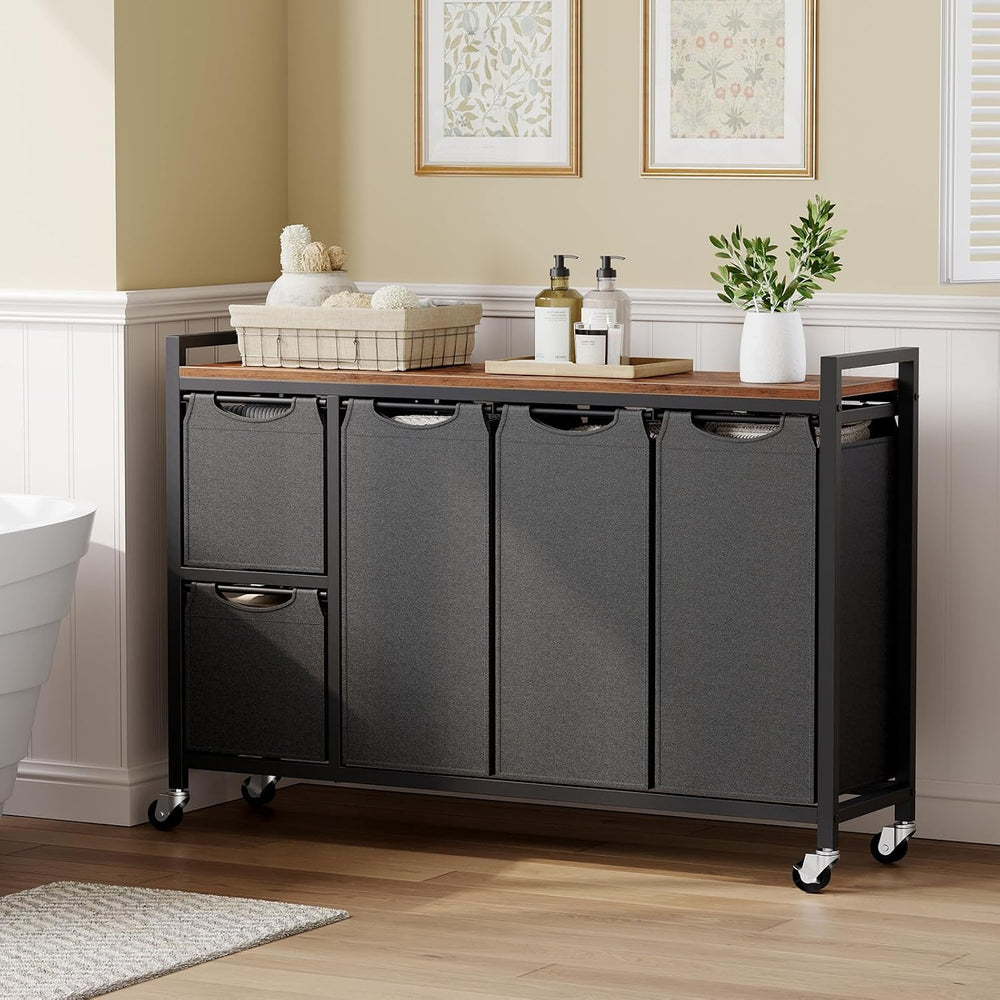 HOOBRO Laundry Sorter with 5 Sections, 45.5 Gal. (170 L) Laundry Hamper with ...