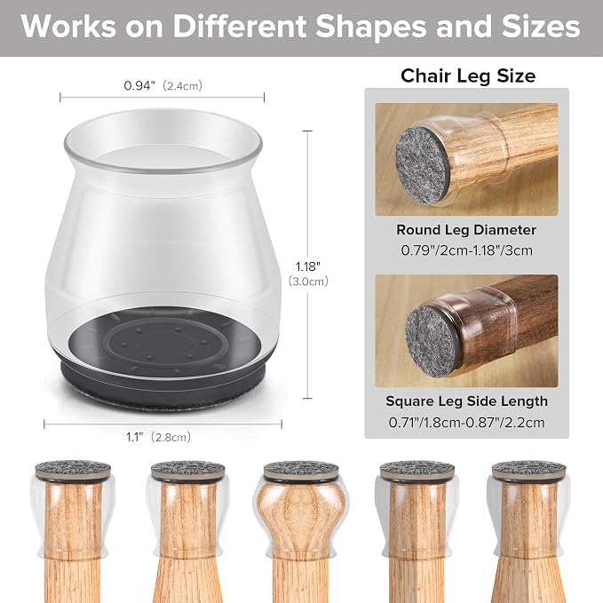 24PCS Upgraded Silicone Chair Leg Floor Protectors - Image 2
