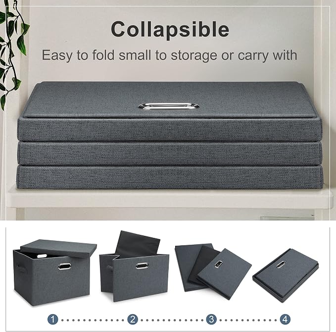 Large 17" 36 Quart Collapsible Stackable Storage Bins - Image 4