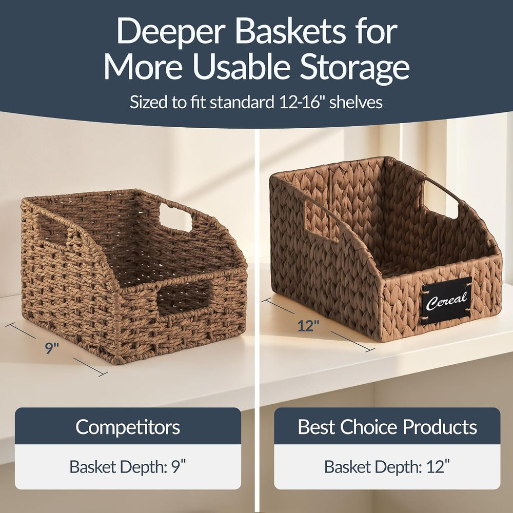 Best Choice Products Water Hyacinth Pantry Storage Baskets, Wicker Baskets w/...