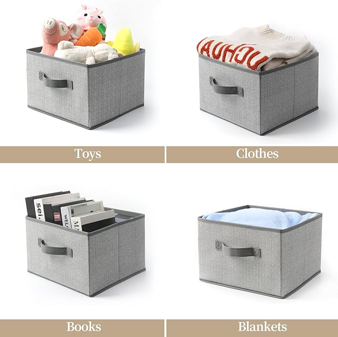 Storage Baskets, 11-Inch Woven Fabric Bins, Storage Cubes - Image 4