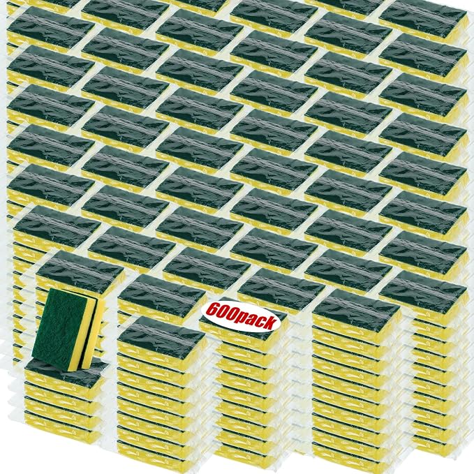 Tanlade 600 Pcs Individually Wrapped Dishwashing Sponge Bulk Non Scratch Scrub by Tanlade