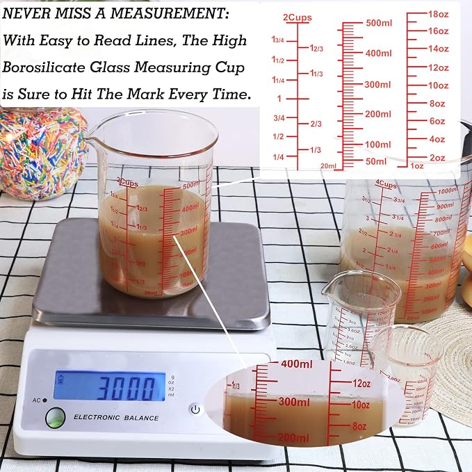 High Borosilicate Glass Measuring Cup-V-Shaped Spout，Glass Measuring Beaker - Image 3