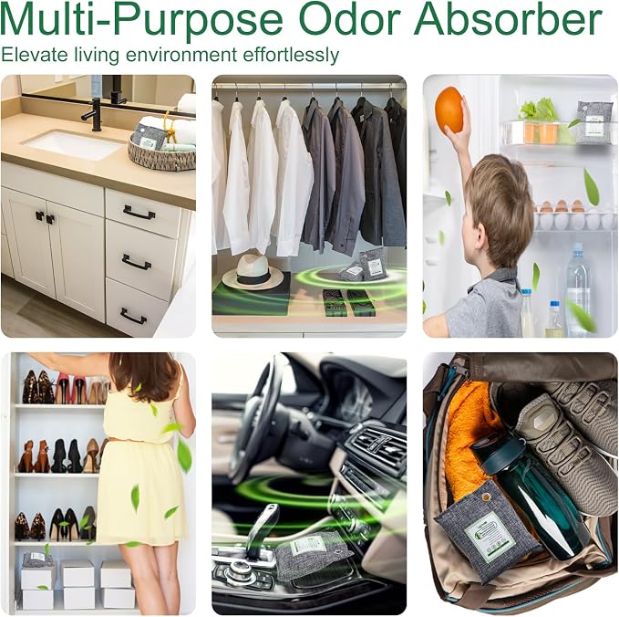 Activated Charcoal Odor Absorber, Natural Charcoal Bags Odor Absorber Bamboo - Image 4