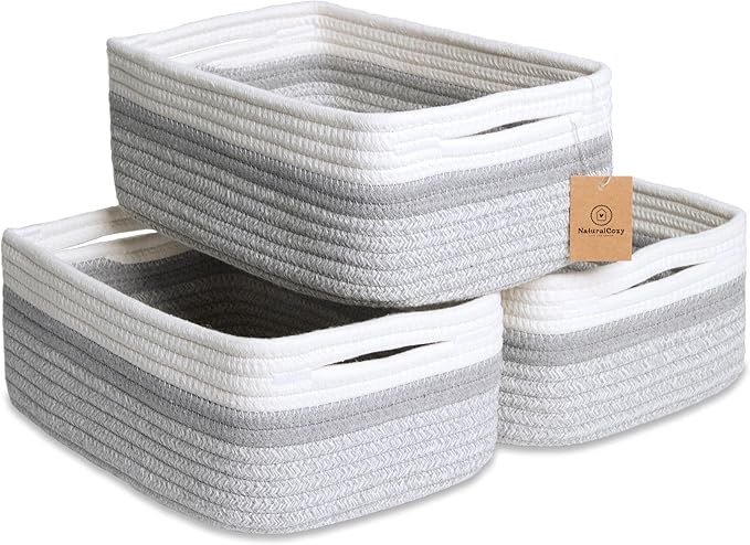NaturalCozy 11.8"x8"x4.5” Storage Baskets by NaturalCozy