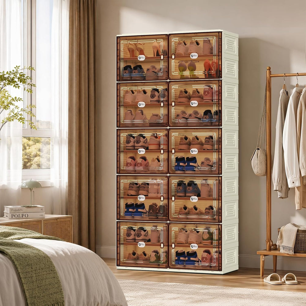 White Foldable Shoe Rack Organizer for 40 Pairs