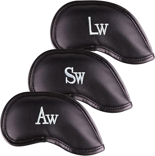 Premium Magnetic Leather Iron and Wedge Golf Club Head Covers | Set of 10 | by AllTeedUp
