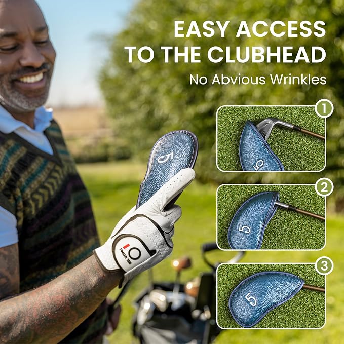FINGER TEN Premium Synthetic Leather Stylish Iron & Wedge Golf Head Covers - Image 4