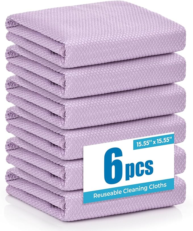 Nanoscale Microfiber Cloths 15.55”x 15.55”, Glass Window Mirror Stainless Steel by Tekswip