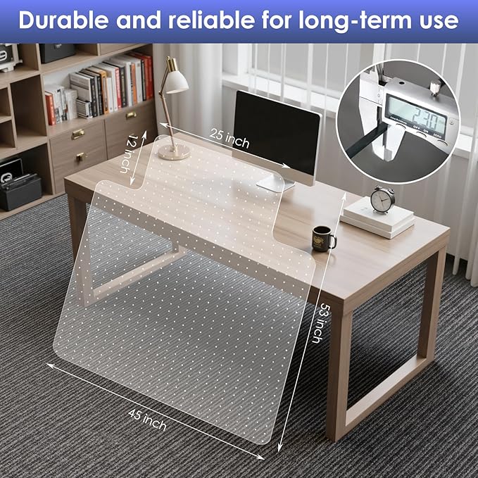 Kuyal Office Chair Mat for Carpet, 45x53 Clear Heavy Duty Computer Chair Mat - Image 2