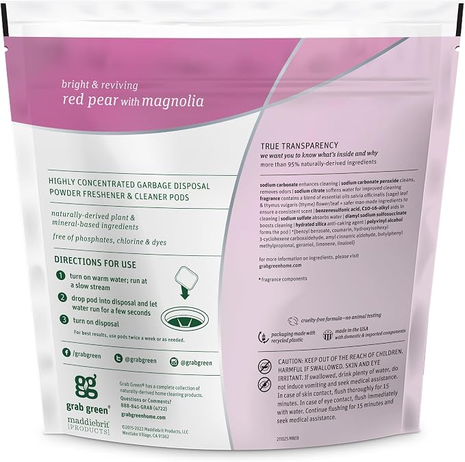 Grab Green Garbage Disposal Freshener and Cleaner Pods, Thyme - Image 2