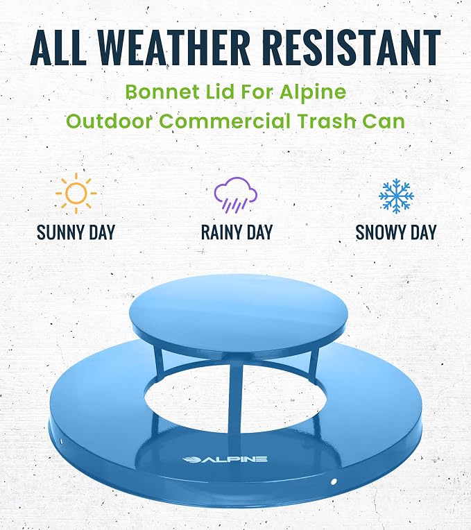 Alpine Outdoor Metal Waste Receptacle Rain Bonnet Lid - Image 2