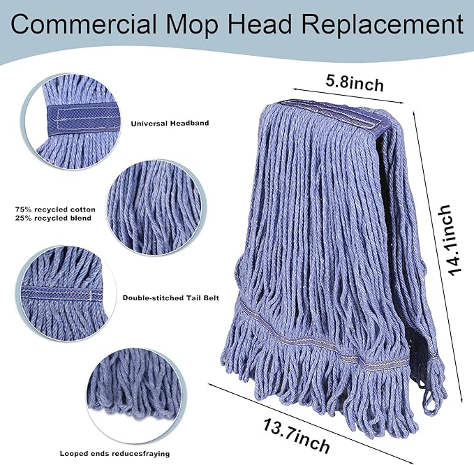 JERIA 8 Pack Heavy Duty Mop Head Replacements, String Mop Head - Image 5