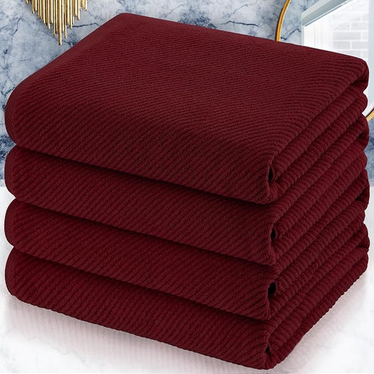 VOOVA & MOVAS Red Bath Towels, 4 Pack Large 30" x 56" by VOOVAMOVAS